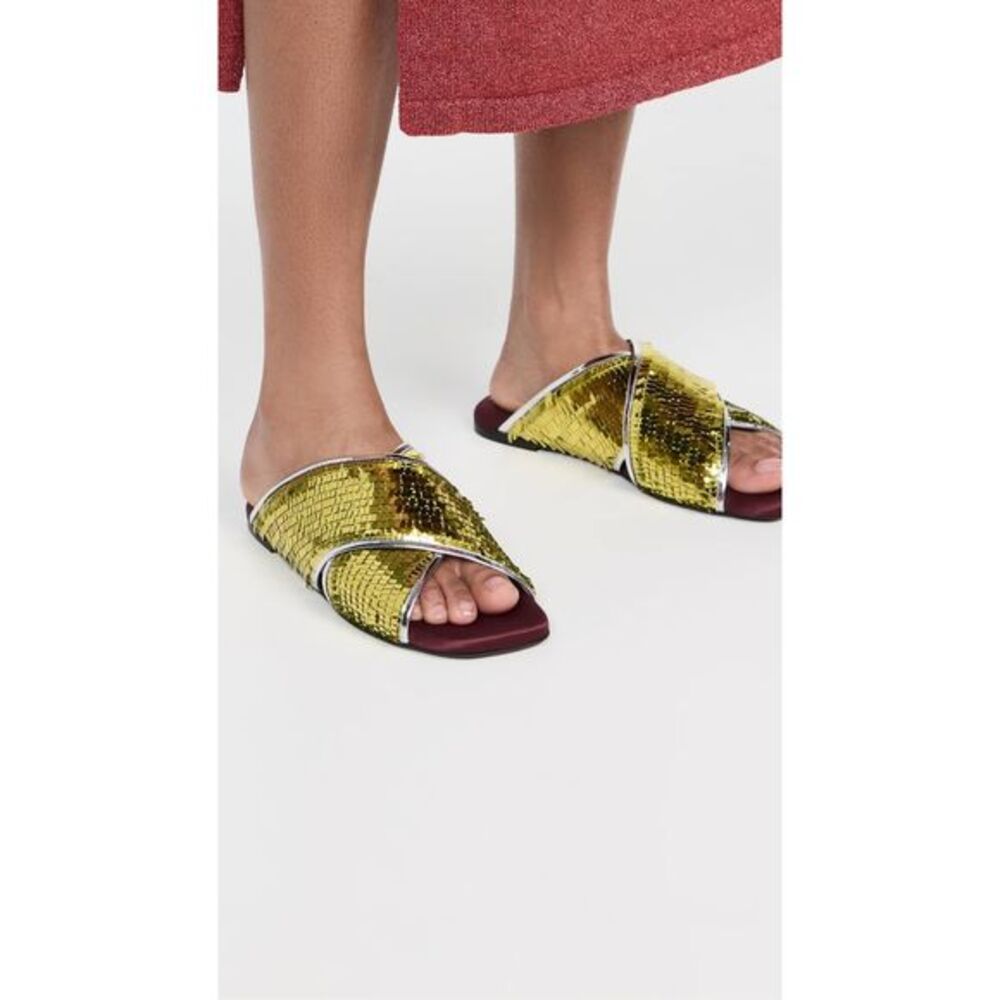 La DoubleJ Sequined Criss-Cross Slides EU 36/ US 6 $580
